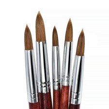 Kolinsky Sable Acrylic Nail Art Brush Round Red Wood Handle Professional