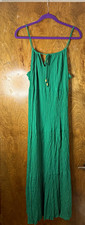 Kori Sol Green Sleeveless Strappy Tie Neck Maxi Dress Tassel Accent Size L