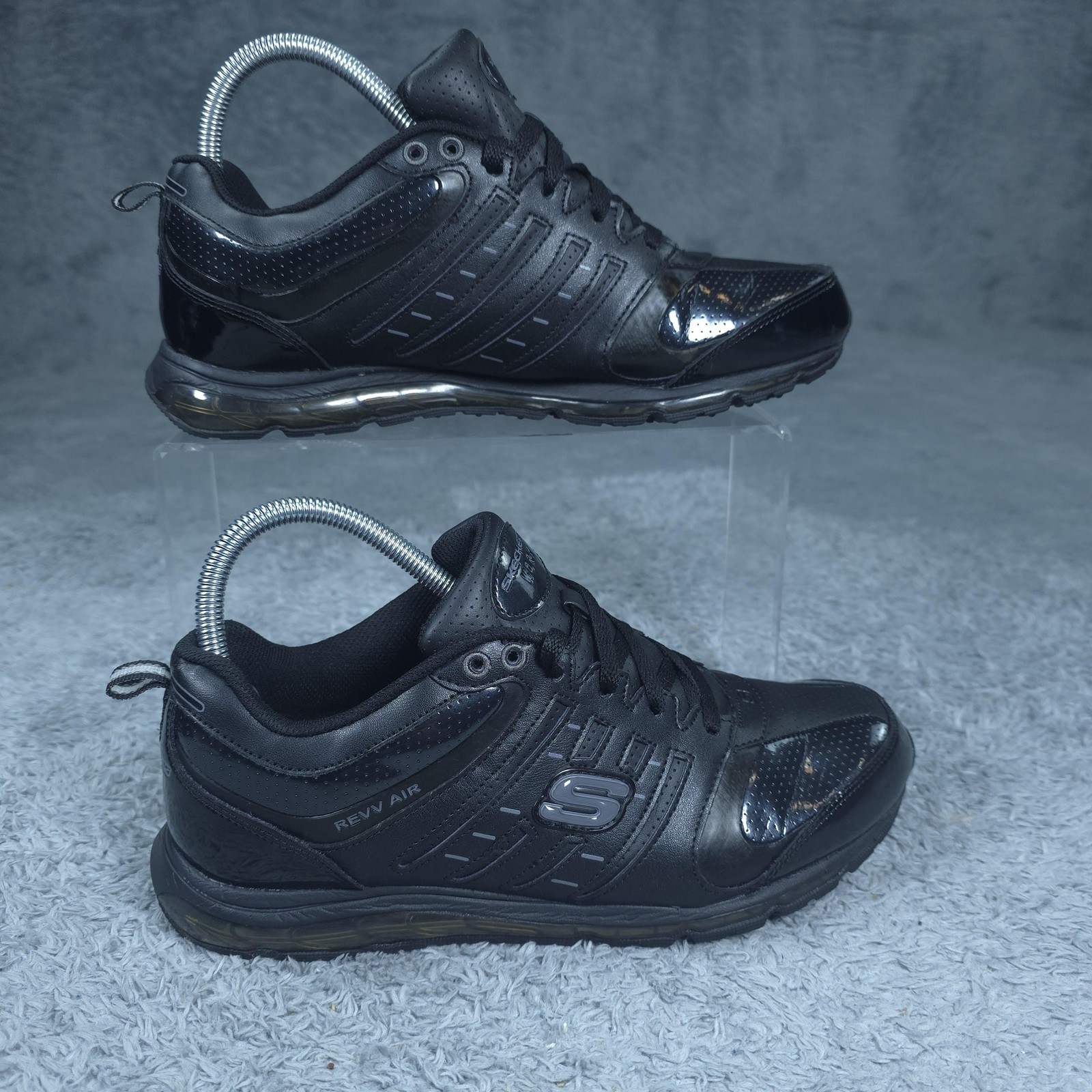 Skechers Work Rev Air Shoes Womens Size 8.5 Black Slip Resistant Sneakers 76483