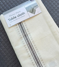 Home Style 54 x 70 " Cotton Tablecloth Farmhouse Grain Sack Stripe NWT Cottage
