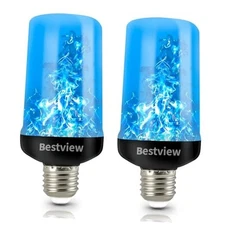  LED Flame Effect Light Bulbs,4 Modes Smart E26/E27 Base Flickering Fire Blue
