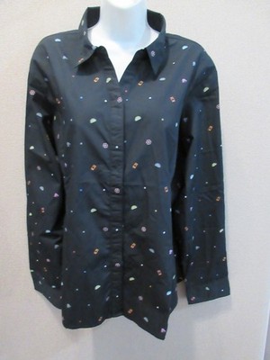 Taco Bell Women's Black Long Sleeve Button Up Shirt Size XL Taco Print