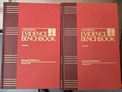 California Evidence Benchbook 2nd Ed Bernard S. Jefferson HC VTG Book Vol 1&2