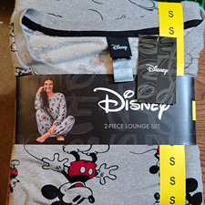 Disney Mickey Mouse 2-Piece Gray Lounge Set Women s S Long Sleeve Crew Neck