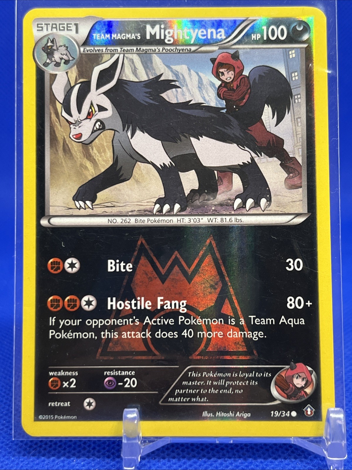 Team Magma's Mightyena Common Reverse Holo Double Crisis 19/34 LP Pokémon TCG