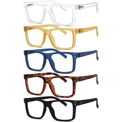 Eyekepper 5-Pack Oversized Reading Glasses Square Large Frame Readers For Men