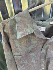 Vtg 60s 70s Penneys Towncraft Loop Collar Western Rockabilly Dress Shirt Paisley