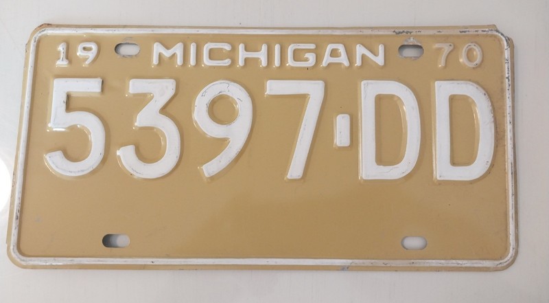 1970 Michigan License Plate # 5397-DD