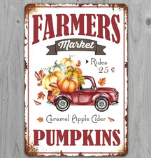Farmer's Market Pumpkins 8 x 12 Vintage Novelty Metal Sign Made In USA New!