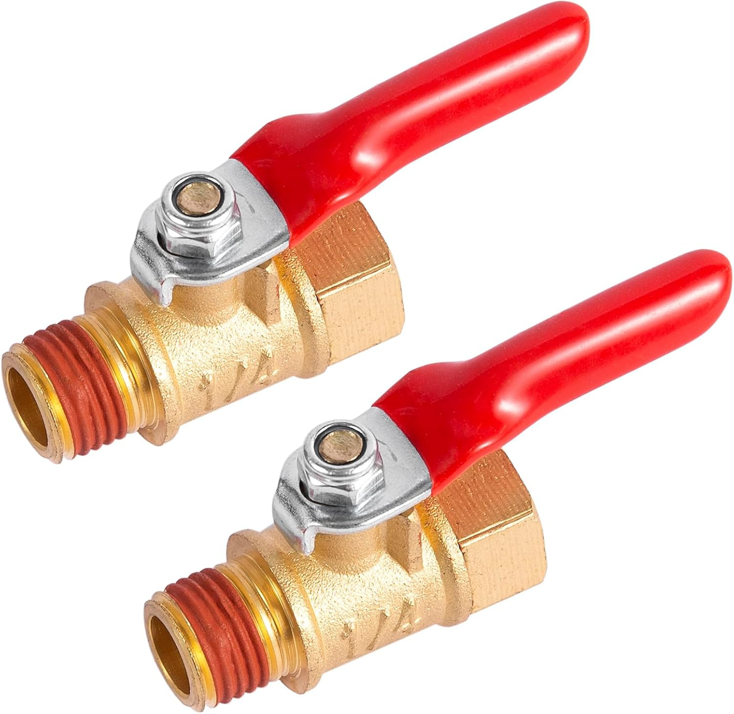 2 Pack 1/4" Heavy Duty Air Compressor Brass Ball Valve Shut Off Switch, 1/4 Inch