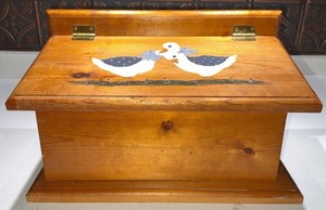 Vintage Wood Bread box painted Geese and Ribbon Bows Cottage Core Excellent!