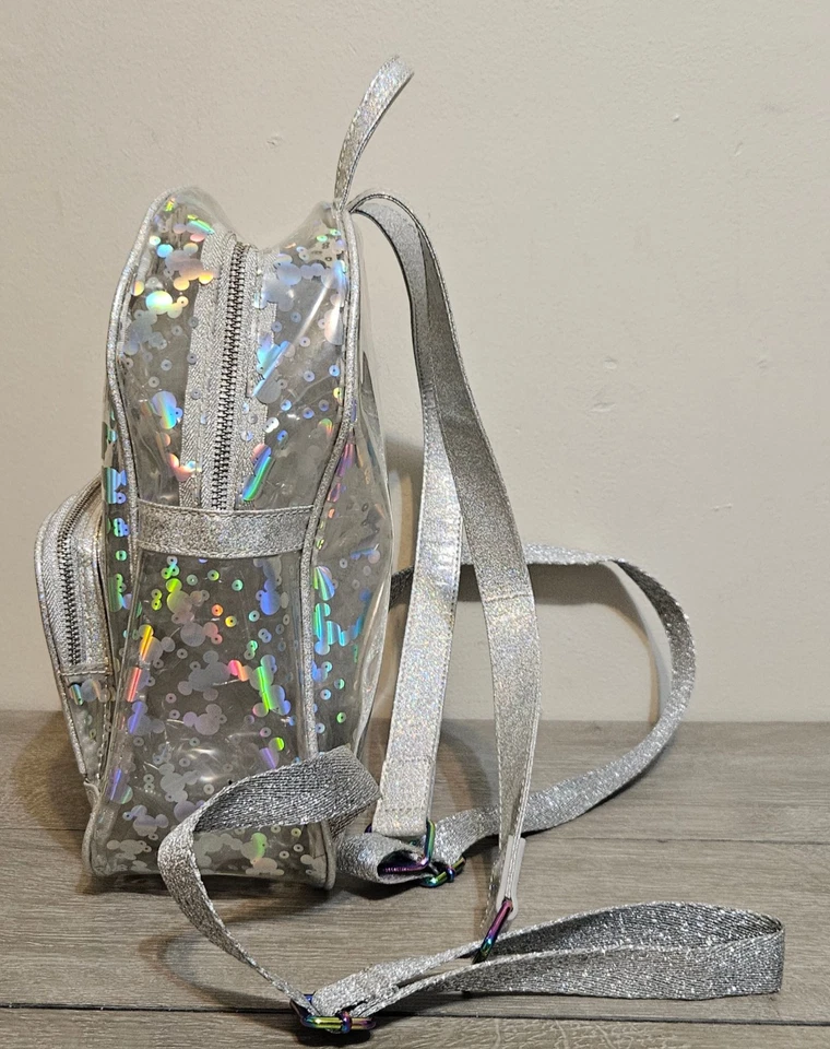 Mini Mochila Loungefly Parques Disney Espejo Mágico Metálico Holográfico Transparente Foto 2 de 4