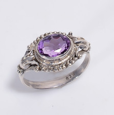 Natural Amethyst Gemstone 925 Sterling Silver Handmade Ring 7 US Gift For Women