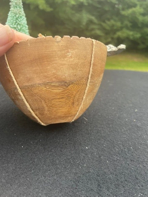 Torta de lama tigela de madeira rústica com espalhador de faca Papai Noel dentro Novo com etiquetas 5x3" - Imagem 4 de 4