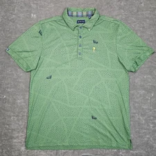 William Murray Polo Shirt Mens Large Green Golf Mower Print Stretch Performance