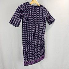 Banana Republic Boatneck Shift Dress Womens Size 0 Purple Medallion Slip-On SS