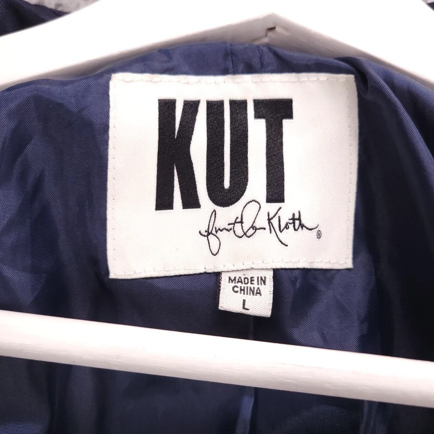 KUT Jacket Womens Size LARGE Navy Blue Double Breasted Polyester Trench Coat - Image 4 of 4