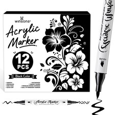 Black Acrylic Markers, Paint Pens, Acrylic Pens, Waterproof, Non-Toxic, Odorless