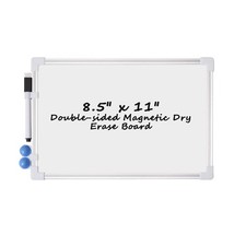 Small Dry Erase Whiteboard 8.5" x 11", Double Sided Aluminum Frame with Marker