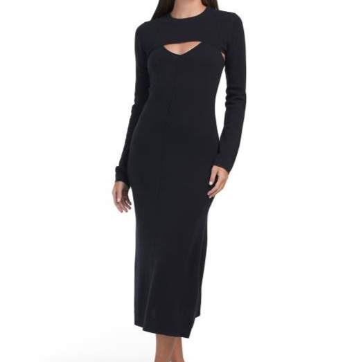 NAADAM Premium Cashmino Midi Tank Dress Bolero Set Navy Blue  M; NWT