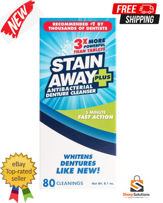 Stain Away Plus Professional Strength Denture Cleanser, 8.10 oz, Enough for 80 C