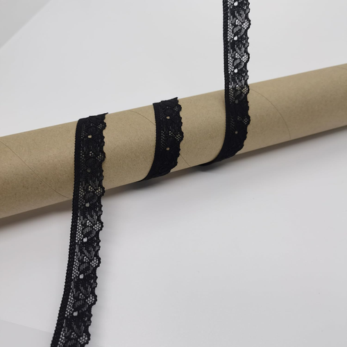 Black Lace Ribbon, 5/8 Inch Width Elastic Lace Trim, 10 Yards, Black Floral Patt - Picture 3 of 6