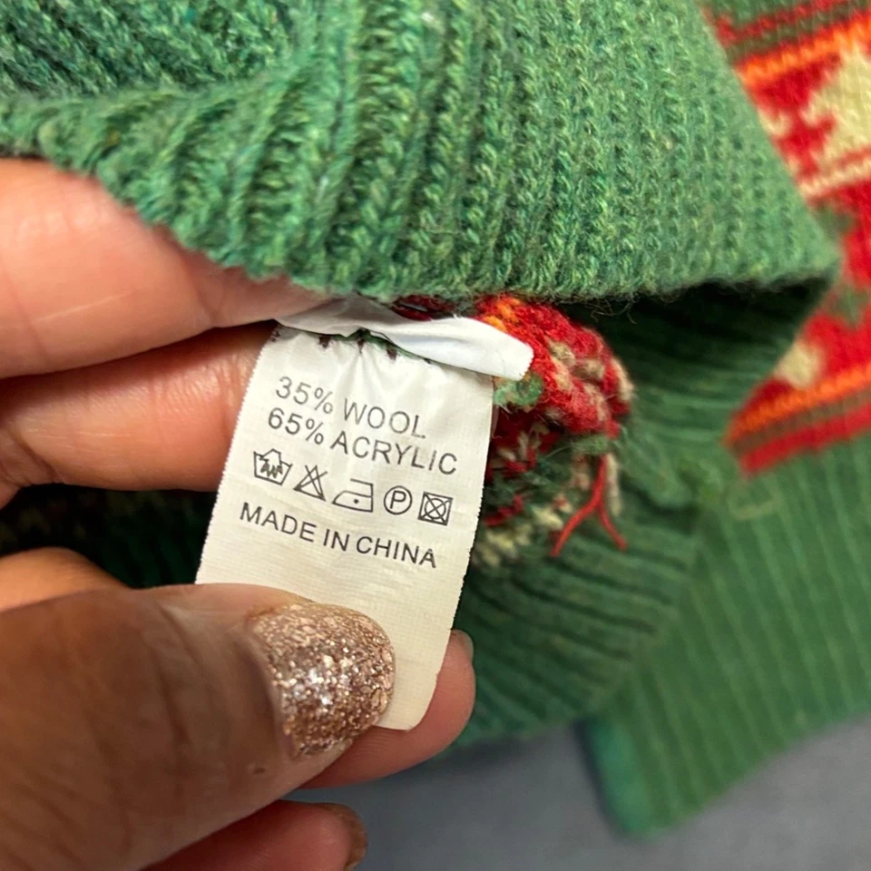 Suéter feo de Navidad de dinosaurio XL para niños rojo verde mezcla de lana tejido navideño Foto 4 de 4