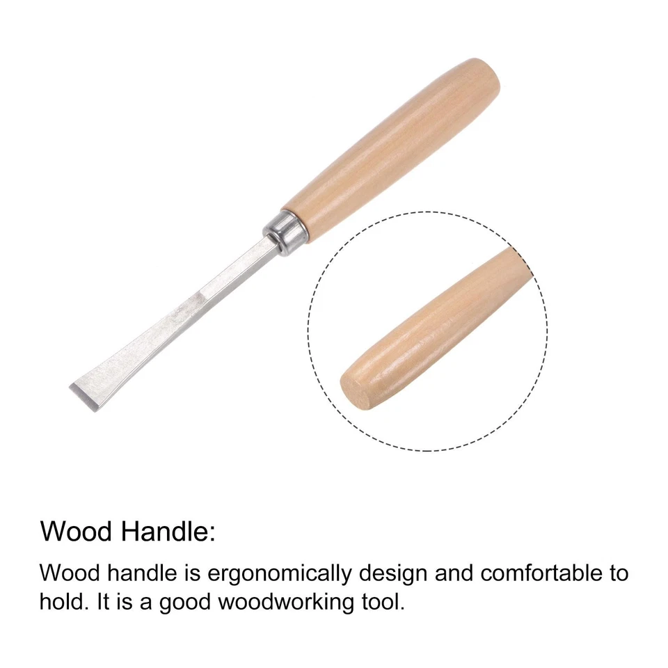 4 Stk Holzmeißelmesser 10mm Verchromt 45# Schnitzwerkzeug mit Spitze 165mm Länge - Bild 4 von 4