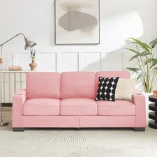 3 Seater Pink Sofa Couch Loveseat Sofa Upholstered Sofa Couch for Living Room