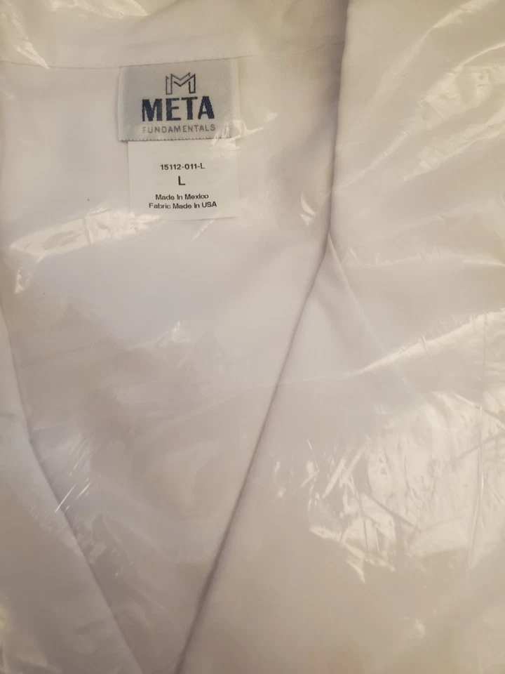 Lab Coat White Sz LARGE by Meta 38 in NEW In Bag - Image 4 of 4