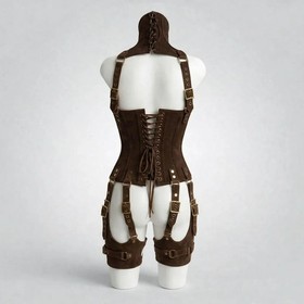 Real Leather Overbust Corset &ndash; Steel-Boned Brown Corset with Lace-Up Front