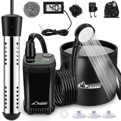 2026 Upgraded Portable Shower with Heater,5 Gal Foldable Bucket,LED Display