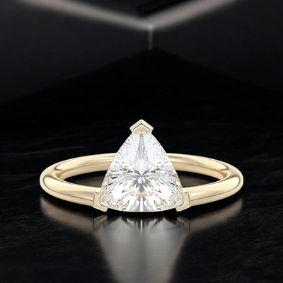 Diamond Ring 14k Yellow Gold Carat Trillion Cut Certified IGI Lab