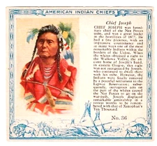 1954 (T129), Chief Joseph #36, Red Man Indian Chief Collectible Insert Card