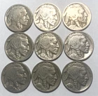 Lot Of 9 Buffalo Nickels varies dates - 1937,36,35,29,28,23,20  Many FULL Dates