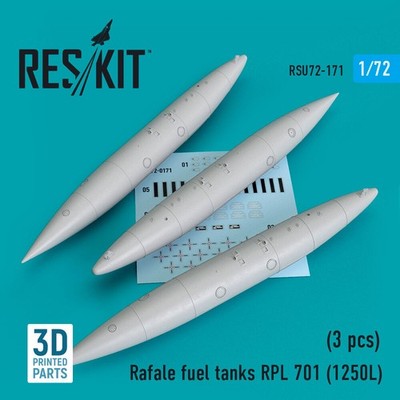 ResKit RSU72-0171 - 1:72 Rafale fuel tanks RPL 701 (1250L) (3 pcs) (3D Printed)