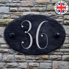 Personalised Door Number Rustic Natural Slate House Gate Number Plaque 