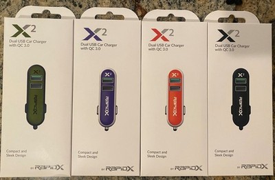 RapidX X2 2 Port Dual USB Car Charger with QC 3.0 Multi Color RX-X2QC