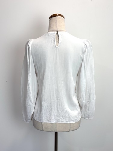 Veronika Maine Womens Blouse Top 8 White Crepe Puff Sleeve Office Business Event - Bild 5 von 11
