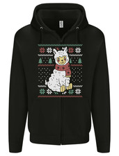 Xmas Llama Wearing a Christmas Scarf Mens Zip Up Hoodie