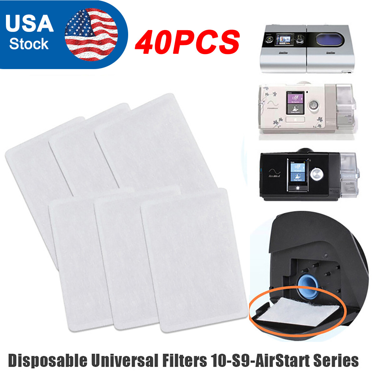 40PCS HEPA Filter CPAP Filters for Airsense10 AirStart10、S9 