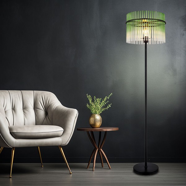 Stehlampe Stehleuchte Esszimmerlampe 1 Flammig Beistelllampe Glas GrüN H 152 Cm-image