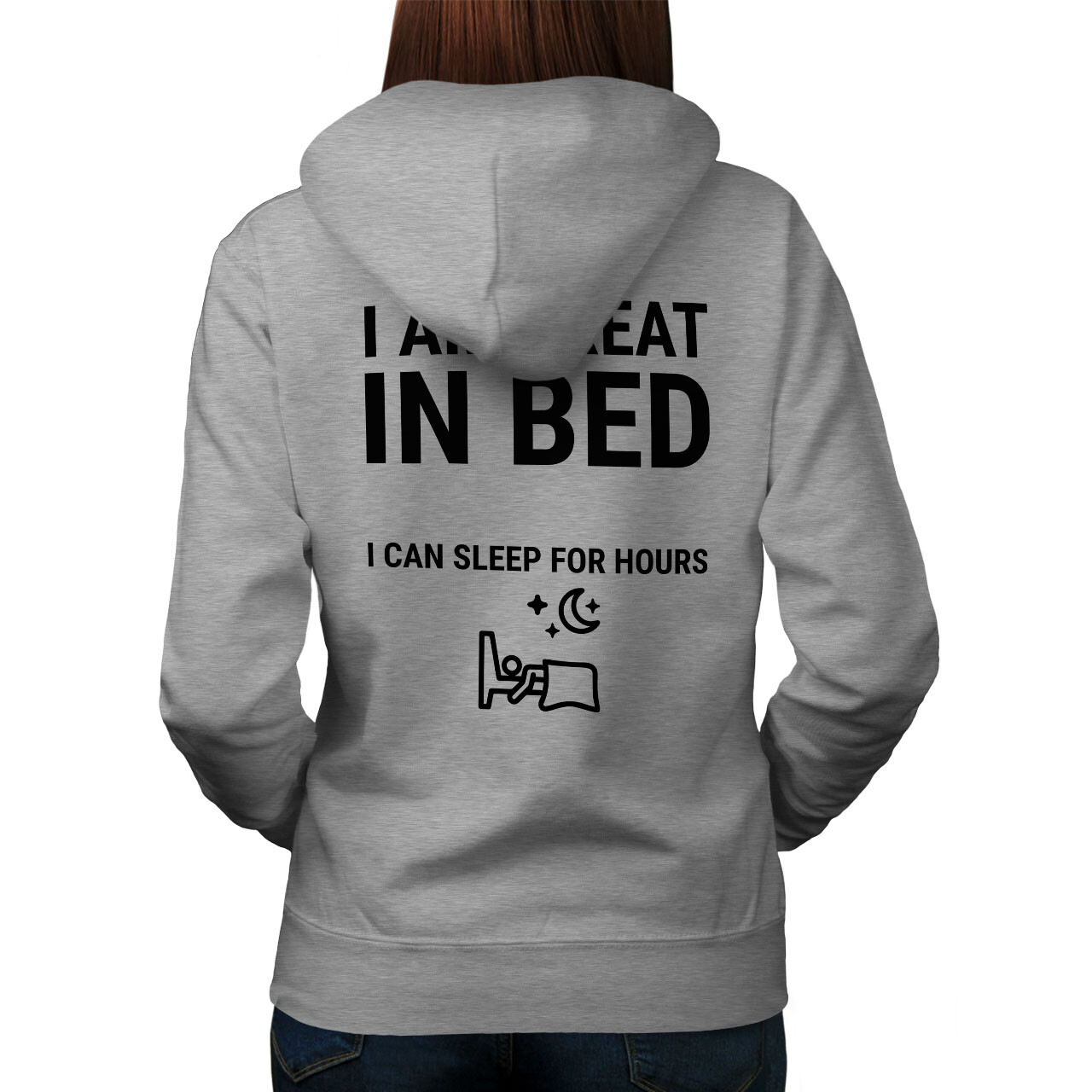 Wellcoda Great In Bed Procrastination Womens Hoodie Back