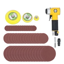 LABLT Yellow Mini Air Sander 1/2/3 Inch Small Orbital Sander for Auto Body Work