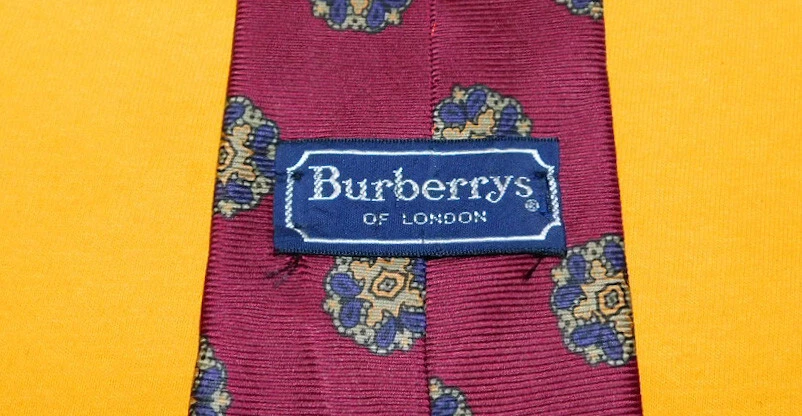 CORBATA FLORAL BURBERRYS LONDRES HECHA EN EE. UU. ROJA/AMARILLA/PÚRPURA - CORBATA DE DISEÑADOR. Foto 3 de 3