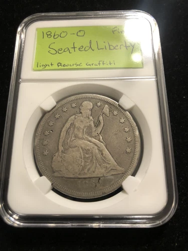 1860-O Seated Liberty Dollar - Fine - Light Graffiti, Original Skin, No Motto