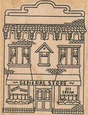 General Store 2 1/4 x 2 3/4" Rubber Stamp, Structures Stamp, Places Stamp