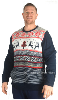 Big Mens Kam Reindeer Christmas Jumper Sizes 2XL 3XL 4XL 5XL 6XL 7XL 8XL  UK