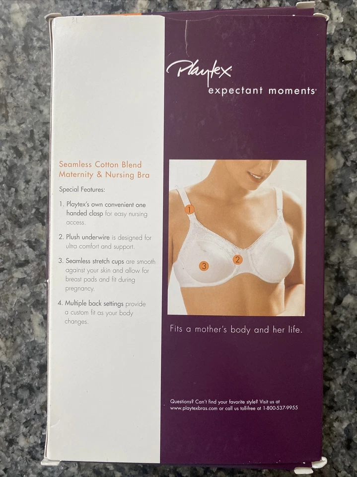 Sutiã Playtex Expectant Moments Underwire enfermagem maternidade branco 42DD - Imagem 2 de 3