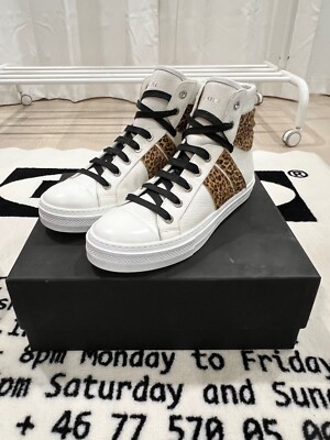 Amiri Sunset Hi-top White Leather Leopard Sneakers | eBay